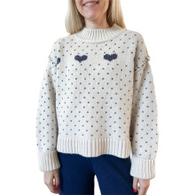 (XL, Colorful) Női kötött pulóver, hosszú ujjú, kerek nyakú, szív alakú, meleg pulóver Valentin-napra