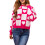 (XL, Fuchsia) Női kockás szív utcai viselet 1