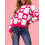 (XL, Fuchsia) Női kockás szív utcai viselet 4