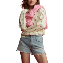 (XL, Yellow) Sweat-shirts tendance pour femmes, col rond, imprimé cœur, manches longues, pulls décontractés d'automne, streetwear