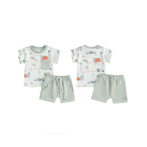 (6-12 Months, Green) Σετ παιδικών ρούχων, 2 τεμάχια. 1