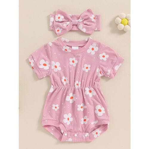 (0-3 Months, Pink) Σετ 2 τεμαχίων φλοράλ στάμπα. 2