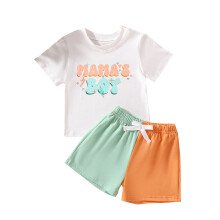 (3-4 Years, Green) Ensemble 2 pièces bébé garçon : T-shirt court + short contrasté - Vêtements été nourrisson