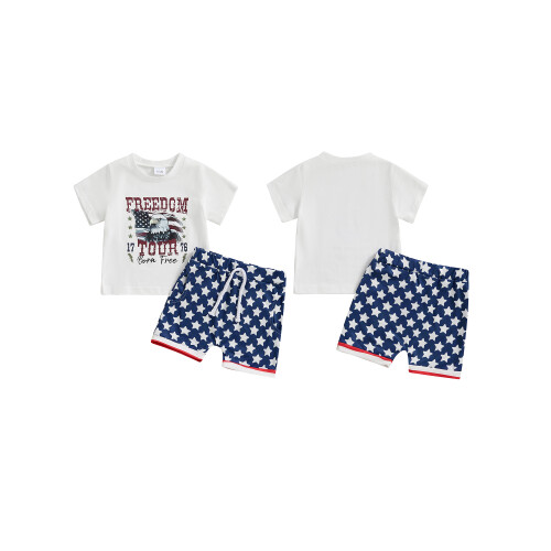 (12-18 Months, White) Μπλούζα με κοντά Ημέρα Ανεξαρτησίας 1