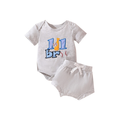 (3-6 Months, Gray) Set pantaloni scurți 2 piese.