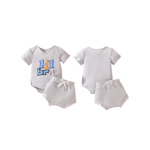 (3-6 Months, Gray) Set pantaloni scurți 2 piese. 1
