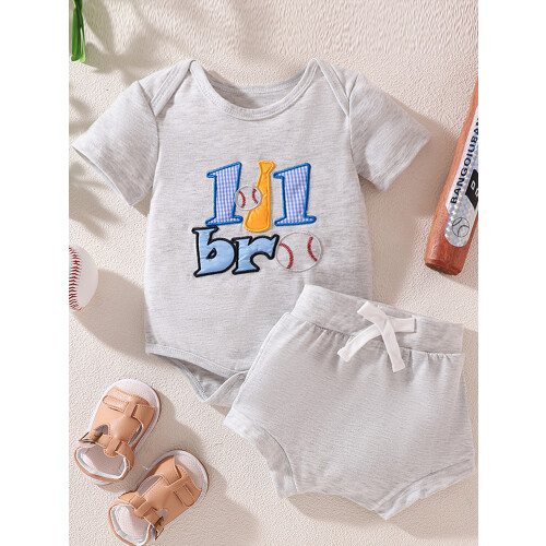 (3-6 Months, Gray) Set pantaloni scurți 2 piese. 2