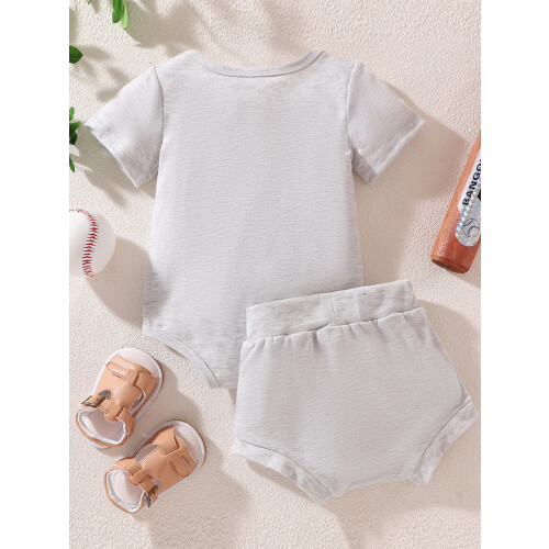 (6-12 Months, Gray) Set pantaloni scurți 2 piese. 1