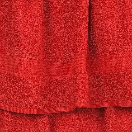 Ensemble de 4 serviettes de bain turques, 100 % coton, extra larges et douces, rouges. 1