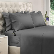 Ensemble de draps King 6 pièces en microfibre à poches extra profondes