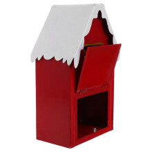 Cassetta delle lettere di Babbo Natale in metallo rosso da parete – 25,3x15x10,2 cm