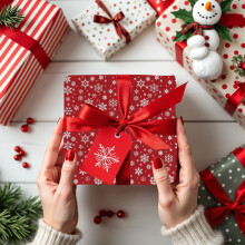 Carta da regalo natalizia e set di scatole regalo fai da te