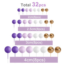 Ensemble de 32 décorations de gâteau en mousse violette et dorée