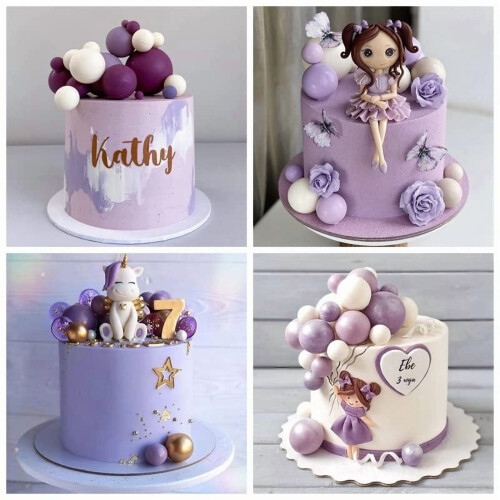 Ensemble de 32 décorations de gâteau en mousse violette et dorée 2