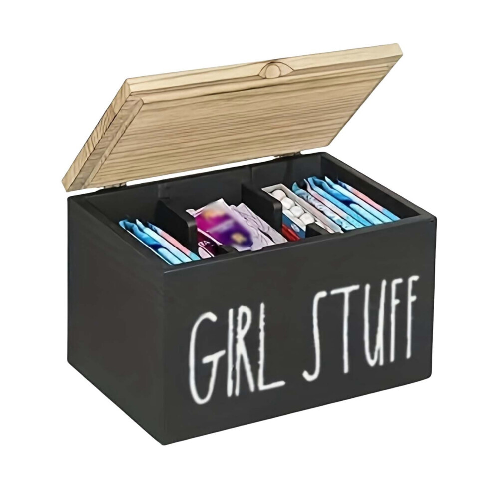 Bathroom Tampon Organizer with Lid â Feminine Hygiene Storage Case for Pads & Tampons â Compact & Stylish Lady Stuff Box for Countertop or Vanity