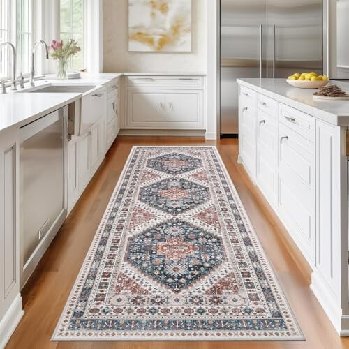 Marineblauwe vintage loper 2,5 ft x 8 ft