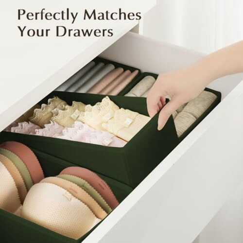 Set di 8 organizer per cassetti in tessuto verde 2