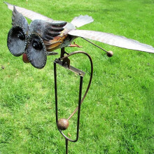 Carillon éolien hibou en fer réaliste avec girouette, décoration de jardin résistante aux intempéries pour patio, cour, porche, pelouse