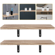 Wandgemonteerde displayplank, bruin ijzer, 3-delige set, 15,7 x 5,9 x 0,6 inch
