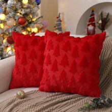 Fundas de almohada rojas de poliéster de 66 x 66 cm (juego de 2)