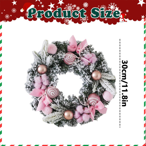 Guirlanda de Natal com decoração de bolas de algodão e fita vermelha de 30 cm (11,8 polegadas). 1