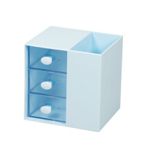 Bureau-organizer met 3 lades en pennenhouder, geschikt voor kantoor en thuisgebruik, blauw