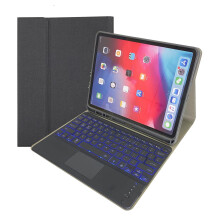 Toetsenbordhoes voor iPad Pro 12,9" (6e-3e generatie), 7-kleuren achtergrondverlichting, draadloos, afneembaar, met Pencil-houder — Blauw