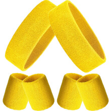 3-delers neon sports svettebåndsett (2 pannebånd + 4 armbånd) – pustende frotté, kompatibel med basketball, tennis, cosplay