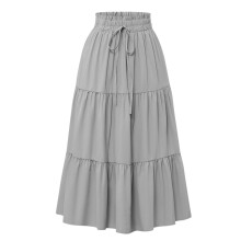 Röcke für Damen Sommer Lässig Elegant Kordelzug Stretchrock Stufenrock Hochtaillierter A-Linien-Rock mit Taschen