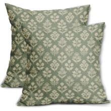 Housses de coussin à imprimé floral vert sauge, 45 x 45 cm, lot de 2, motif floral vintage, style ferme, pour l'extérieur.