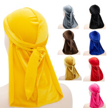 Bonnet en velours élastique soyeux uni, style hip-hop, avec longue queue et large sangle, pour hommes et femmes.