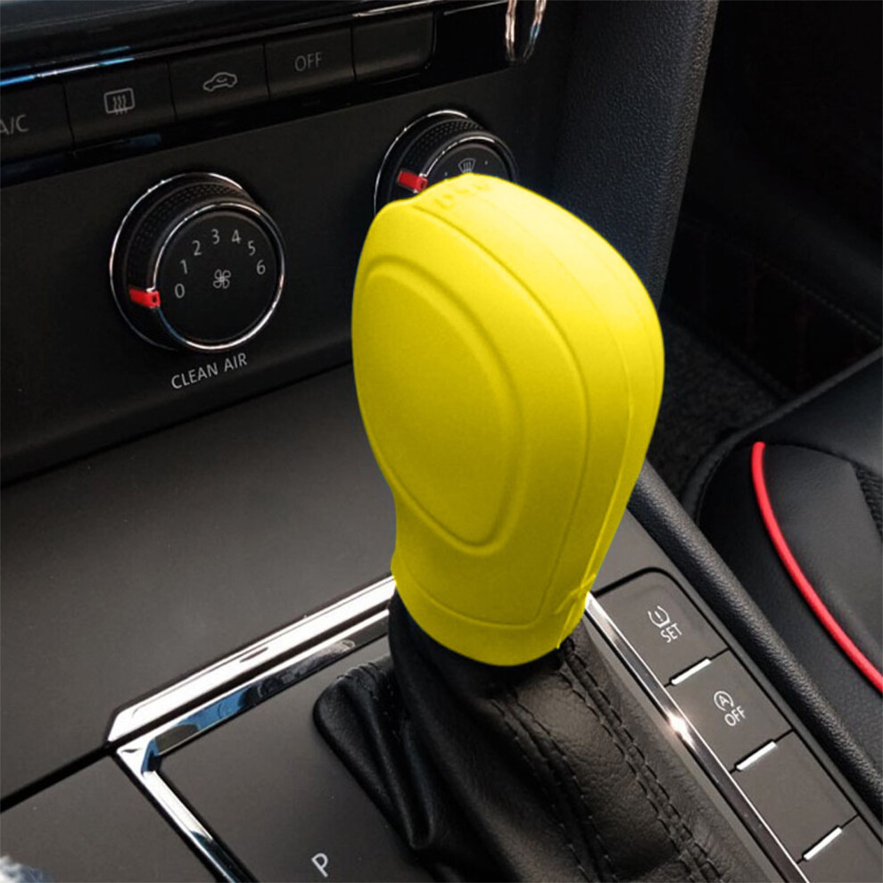Elastic Silicone Car Shifter Protector Cover, Universal Anti-Slip Gear Knob Cover For Vehicles Â Yellow 9180479607595