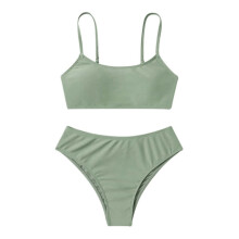 Culaith Snámha do Chailíní Déagóirí Bikini Dhá Phíosa le Strapaí Gualainn Inchoigeartaithe Culaith Snámha do Pháistí le Ceamara Cófra