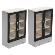 OUNONA2-Pack Mini Lednička Sada Hraček pro Děti, Dvoudveřová Miniaturní Lednička pro Kuchyňku Do Domku pro Panenky, Spotřebič Na Hraní