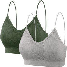 Soutiens-gorge de sport pour femmes, lot de 2, ensemble deux pièces sans coutures, bretelles supérieures, coussinets de poitrine, grandes tailles.