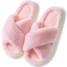 Pantuflas de mujer con puntera abierta, suaves y mullidas, con plantilla de espuma viscoelástica y suela gruesa: cómodas pantuflas de felpa para