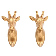Lot de 2 grands crochets en forme de tête de girafe pour manteaux et clés, design animalier simple et délicat