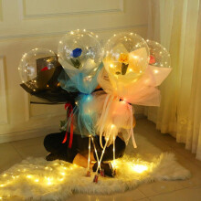 Bouquet de roses lumineuses en ballons LED – Ballons transparents lumineux avec roses artificielles pour décoration DIY, mariage, fête,
