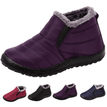 Botas de nieve cómodas para mujer, botas de invierno con forro de piel cálida, botines cortos impermeables sin cordones para mujer y hombre.