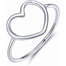Sterling Silver 925 Simple Minimalist Heart Finger Rings for Women Wedding Engagement Statement Jewelry