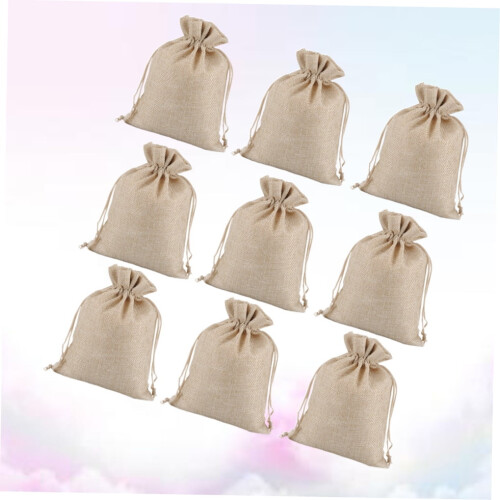 Bolsas de lino beige con cordón (12 unidades) 2
