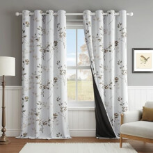 Floral Blackout Curtains 52x84 Inch 2 Panels Tan Brown