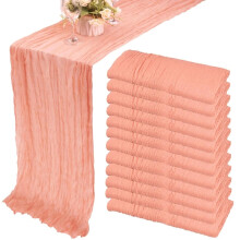 12-delige set tafellopers van kaasdoek - 35x120 inch (39x305 cm) boho gaas, romantische stijl, voor bruiloft, vrijgezellenfeest, verjaardagsfeest