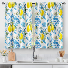 Boho kuchyňské závěsy s motivem hub – retro rustikální hippie květinové závěsy ze 70. let, s kapsou na tyč, 27,5"x36", 2 panely