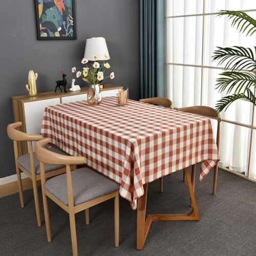 Sage Green Gingham Tablecloth 52x70 in Cotton Blend 1