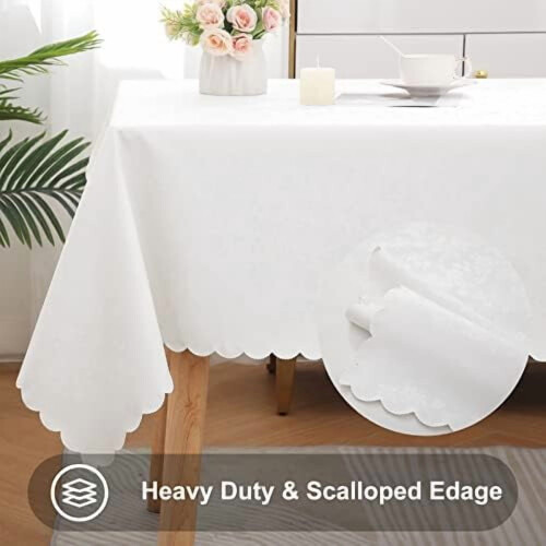 Floral Embossed Vinyl Tablecloth, Rectangular, 60 x 126 in 1