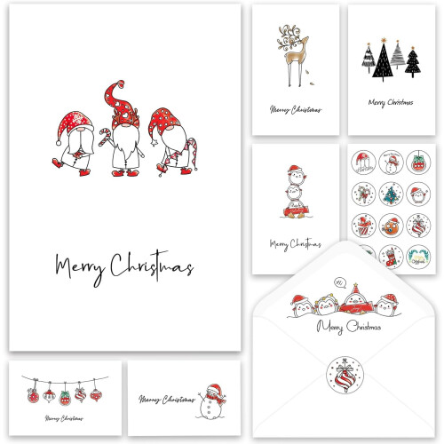 Cartões de Natal 4" x 6" Pacote com 24 unidades e envelopes
