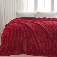 Pătură King Flannel Fleece cu nervuri roșii, 90x110in