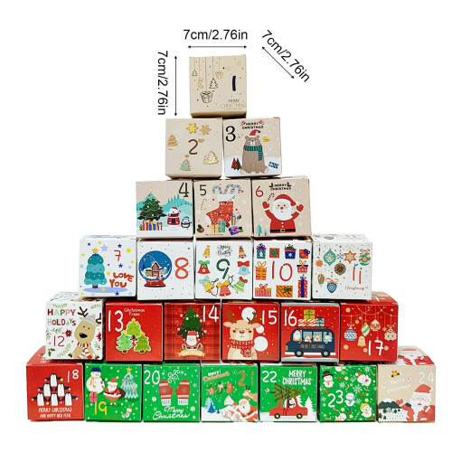 24-Piece Christmas Advent Calendar Candy Boxes, Countdown Gift Packaging for Holiday Fun 2