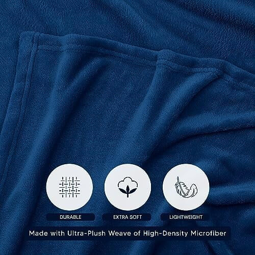 Navy Fleece Blanket Queen Size Soft Lightweight 2